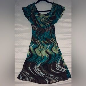 Sunny Leigh Green and Blue Maxi Sundress with Cowl Neck